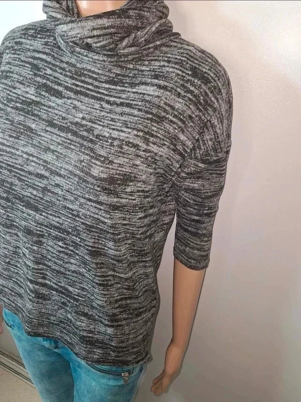 Jersey de cuello vuelto asimétrico Mim – Gris melange – Talla M – Muy buen estado – photo 3
